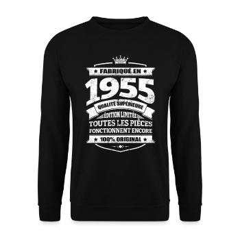 FABRIQUÉ EN 1955 - Sweat-shirt Unisexe - noir - Devant - Alina (178cm) & Michal (187cm)