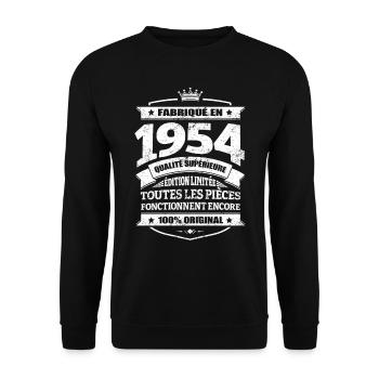 FABRIQUÉ EN 1954 - Sweat-shirt Unisexe - noir - Devant - Alina (178cm) & Michal (187cm)