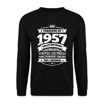 FABRIQUÉ EN 1957 - Sweat-shirt Unisexe - noir - Devant - Alina (178cm) & Michal (187cm)