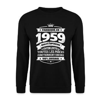 FABRIQUÉ EN 1959 - Sweat-shirt Unisexe - noir - Devant - Alina (178cm) & Michal (187cm)