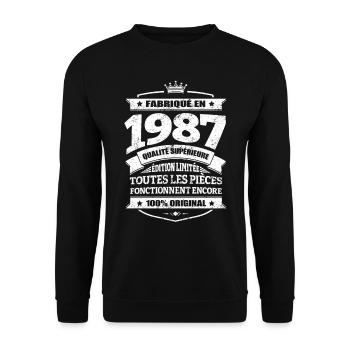 FABRIQUÉ EN 1987 - Sweat-shirt Unisexe - noir - Devant - Alina (178cm) & Michal (187cm)