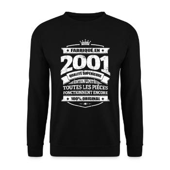 FABRIQUÉ EN 2001 - Sweat-shirt Unisexe - noir - Devant - Alina (178cm) & Michal (187cm)
