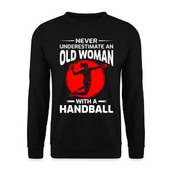 Vieille femme handballeuse Handballeuse Maman Grand-mère - Sweat-shirt Unisexe - noir - Devant - Alina (178cm) & Michal (187cm)