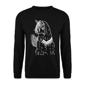 Pferd - Unisex Pullover - Schwarz - Vorne - Alina (178cm) & Michal (187cm)