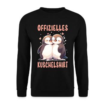 Offizielles Kuschelshirt Pinguine Liebe Herz Süß - Unisex Pullover - Schwarz - Vorne - Alina (178cm) & Michal (187cm)