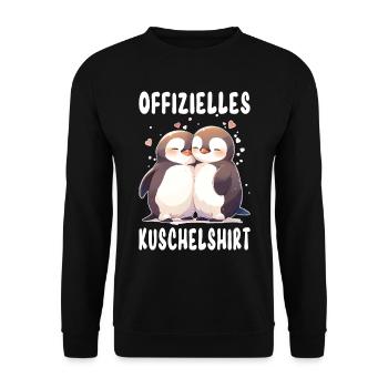Offizielles Kuschelshirt Pinguine Liebe Herz Süß - Unisex Pullover - Schwarz - Vorne - Alina (178cm) & Michal (187cm)