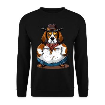 Fat Beagle Cowboy - Unisex Sweatshirt - black - Front - Alina (178cm) & Michal (187cm)