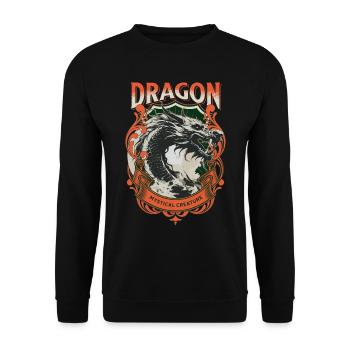Dragon Fantasy Magic Mysticism Creature Animal Vintage - Unisex Sweatshirt - black - Front - Alina (178cm) & Michal (187cm)