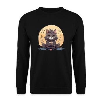 Adorable cat t-shirt gift, cat owners t-shirt - Unisex Sweatshirt - black - Front - Alina (178cm) & Michal (187cm)