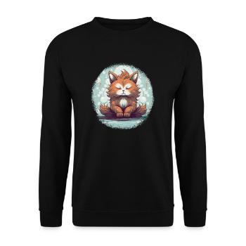 Zen Cat, Meditation Cat T-Shirt, Cat Lover T-Shirt - Unisex Sweatshirt - black - Front - Alina (178cm) & Michal (187cm)