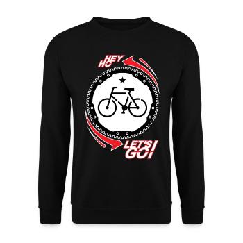 HEY HO - BICYCLE - LET'S GO! - Unisex Sweatshirt - black - Front - Alina (178cm) & Michal (187cm)