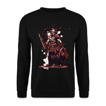 Spartanisches Aquarell - Unisex Pullover - Schwarz - Vorne - Alina (178cm) & Michal (187cm)