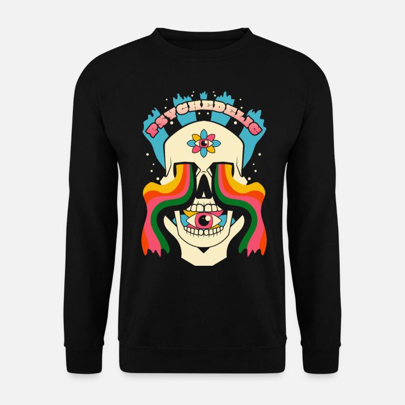 Psychedelic Skull Psychedelic Graphic - Unisex Sweatshirt - black
