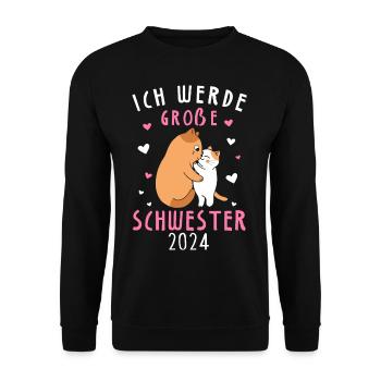 Je vais être une grande sœur en 2024 - Sweat-shirt Unisexe - noir - Devant - Alina (178cm) & Michal (187cm)