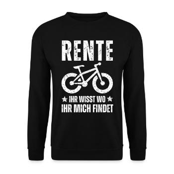 Rente Rentner Ruhestand Neurentner Fahrrad - Unisex Pullover - Schwarz - Vorne - Alina (178cm) & Michal (187cm)