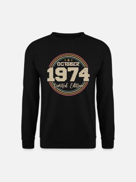 Jahrgang Oktober 1974 Retro Geburtstag Oktober 1974 - Unisex Pullover - Schwarz