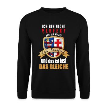 Bin nicht perfekt aber ich bin aus Bad Hersfeld - Unisex Pullover - Schwarz - Vorne - Alina (178cm) & Michal (187cm)