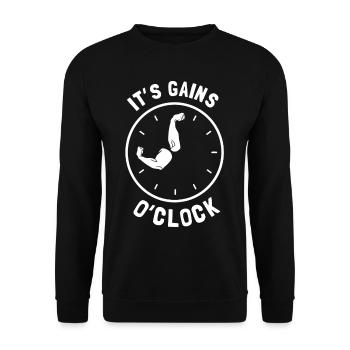 Bodybuilder It's Gains O'Clock - Unisex Sweatshirt - black - Front - Alina (178cm) & Michal (187cm)