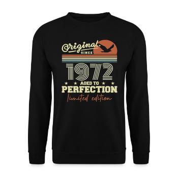 Original 1972 Geburtstagsgeschenk 1945 Retro 1972 - Unisex Pullover - Schwarz - Vorne - Alina (178cm) & Michal (187cm)