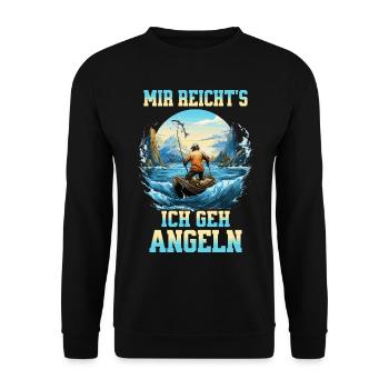 Angeln Angler Boot Wasser Fisch Natur Berge - Unisex Pullover - Schwarz - Vorne - Alina (178cm) & Michal (187cm)