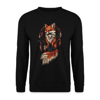 Fuchs Traumfäger Indianer - Unisex Pullover - Schwarz - Vorne - Alina (178cm) & Michal (187cm)
