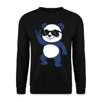 Süßer Panda – Lustiges Tier Design für Panda-Fans - Unisex Pullover - Schwarz - Vorne - Alina (178cm) & Michal (187cm)