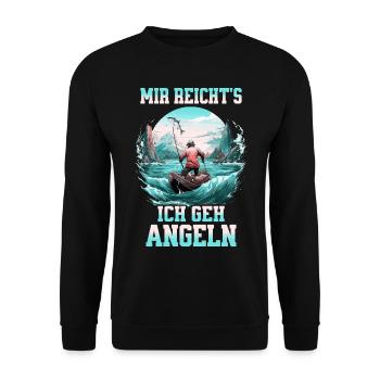 Angeln Angler Boot Wasser Fisch Natur Berge - Unisex Pullover - Schwarz - Vorne - Alina (178cm) & Michal (187cm)