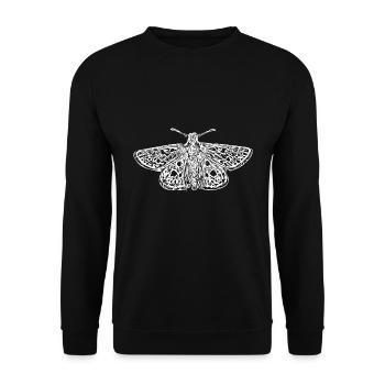 Eleganter Vintage Falter - Unisex Pullover - Schwarz - Vorne - Alina (178cm) & Michal (187cm)