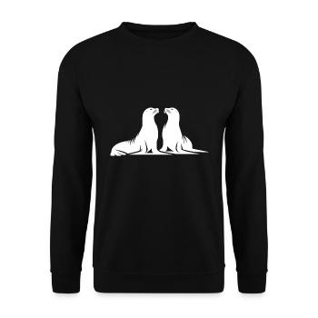 Cute seals on the sea beach - Unisex Sweatshirt - black - Front - Alina (178cm) & Michal (187cm)
