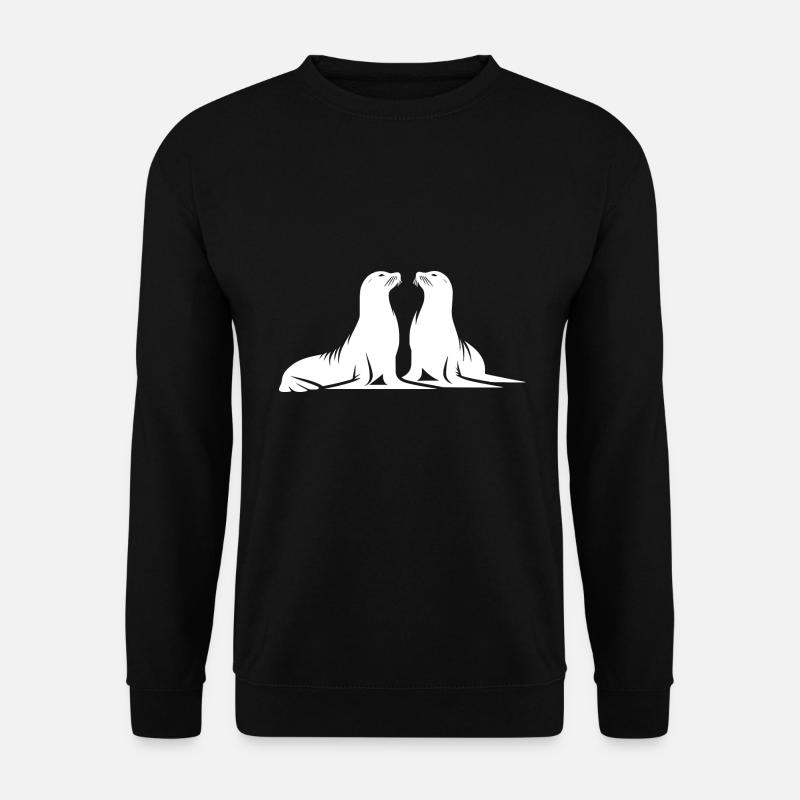 Niedliche Seehunde am Meeresstrand - Unisex Pullover - Schwarz