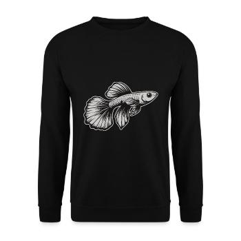 Silberner Guppy – Stilvolles Design für echte Aqua - Unisex Pullover - Schwarz - Vorne - Alina (178cm) & Michal (187cm)
