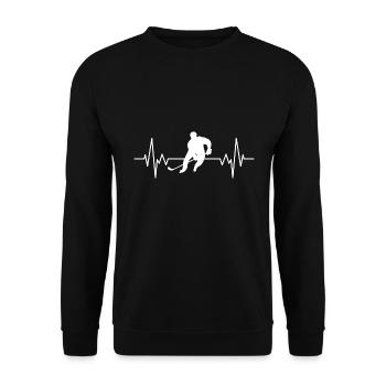 Sportsman Hockey Player Gift Heartbeat Hockey - Unisex Sweatshirt - black - Front - Alina (178cm) & Michal (187cm)