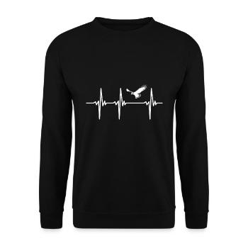 Herzschlag für Adler im Gleitflug - Unisex Pullover - Schwarz - Vorne - Alina (178cm) & Michal (187cm)