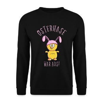 Osterhase war aus -Das Küken ran - Frohe Ostern - Unisex Pullover - Schwarz - Vorne - Alina (178cm) & Michal (187cm)