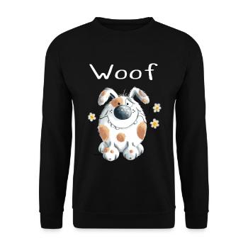 Woof chien avec des fleurs - Chiens - Cadeau - Sweat-shirt Unisexe - noir - Devant - Alina (178cm) & Michal (187cm)