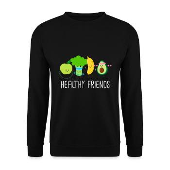 Healthy Friends Fitness Workout Sport - Unisex Pullover - Schwarz - Vorne - Alina (178cm) & Michal (187cm)