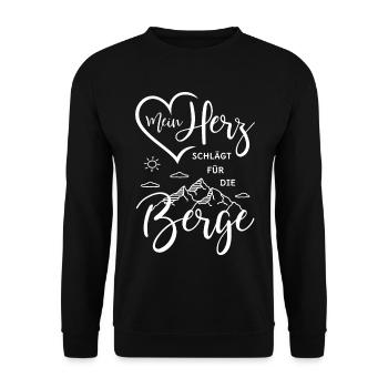 Wandern Berge Herzschlag Berg Fahrrad Mountainbike - Unisex Pullover - Schwarz - Vorne - Alina (178cm) & Michal (187cm)