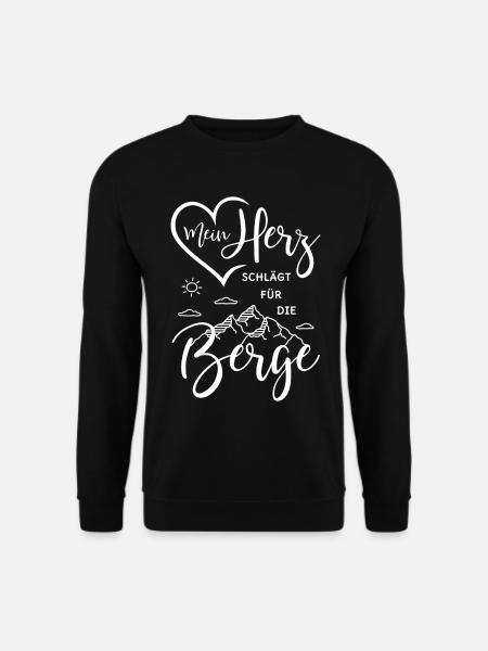Wandern Berge Herzschlag Berg Fahrrad Mountainbike - Unisex Pullover - Schwarz