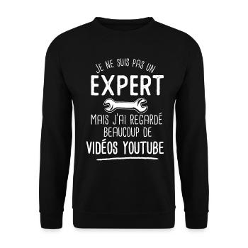 un expert bricolage YouTube humour homme bricolage - Sweat-shirt Unisexe - noir - Devant - Alina (178cm) & Michal (187cm)