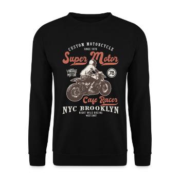 super motor racer mortorcycle custom moto vintage - Unisex Pullover - Schwarz - Vorne - Alina (178cm) & Michal (187cm)