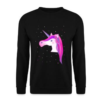 Einhorn Einhorn mit Sternen Einhorn-Shirt Pferde - Unisex Pullover - Schwarz - Vorne - Alina (178cm) & Michal (187cm)