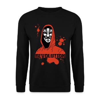 Anonymous and the Red Revolution - Unisex Sweatshirt - black - Front - Alina (178cm) & Michal (187cm)