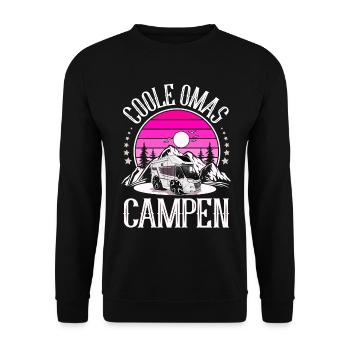 Camping Camper Campen Coole Omas - Unisex Pullover - Schwarz - Vorne - Alina (178cm) & Michal (187cm)