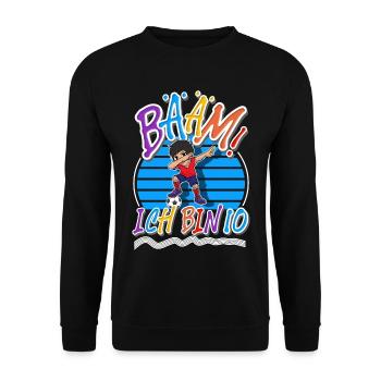 10. Geburtstag Kinder Fußball - Unisex Pullover - Schwarz - Vorne - Alina (178cm) & Michal (187cm)