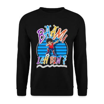 7. Geburtstag Kinder Fußball - Unisex Pullover - Schwarz - Vorne - Alina (178cm) & Michal (187cm)