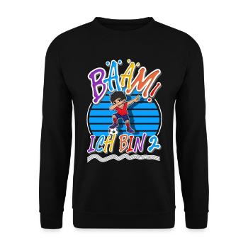 2. Geburtstag Kinder Fußball - Unisex Pullover - Schwarz - Vorne - Alina (178cm) & Michal (187cm)