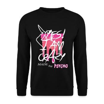 Ja ich bin Verrückt - Unisex Pullover - Schwarz - Vorne - Alina (178cm) & Michal (187cm)