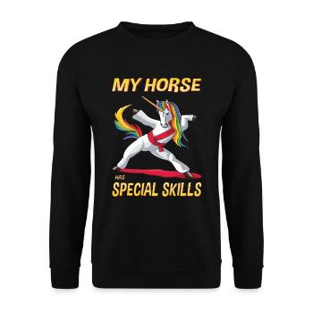 Drôle de cheval licorne animal amour motif de sport équestre - Sweat-shirt Unisexe - noir - Devant - Alina (178cm) & Michal (187cm)