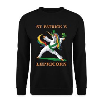 St Patrick´s Day Unicorn Leprechaun Lepricorn - Unisex Pullover - Schwarz - Vorne - Alina (178cm) & Michal (187cm)