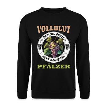 Schorle Riesling Pfalz Mundart Woi Dubbeglas Motiv - Unisex Pullover - Schwarz - Vorne - Alina (178cm) & Michal (187cm)
